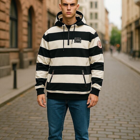 Burberry Men's Black Printed Logo Striped Hoodie
Second hand 
Good condition‎ - Picture 2 of 13